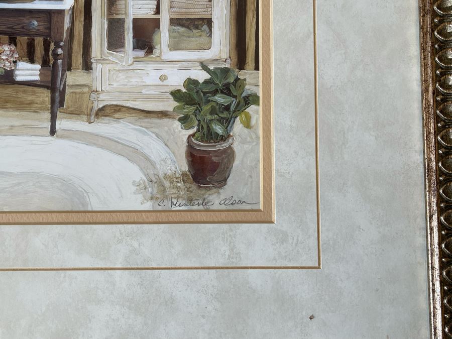 JUST ADDED - Pair Of Hand Signed Framed Prints By C. Winterle Olson 20 X 20  [Photo 5]