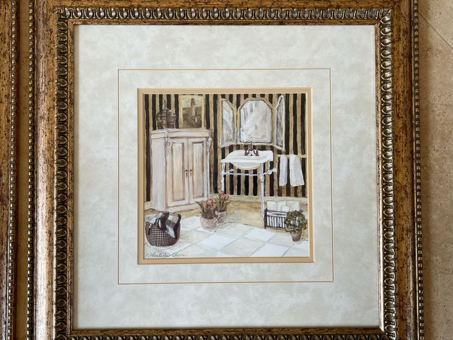 JUST ADDED - Pair Of Hand Signed Framed Prints By C. Winterle Olson 20 X 20  [Photo 6]