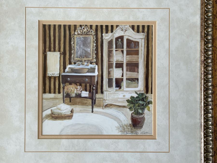 JUST ADDED - Pair Of Hand Signed Framed Prints By C. Winterle Olson 20 X 20  [Photo 4]