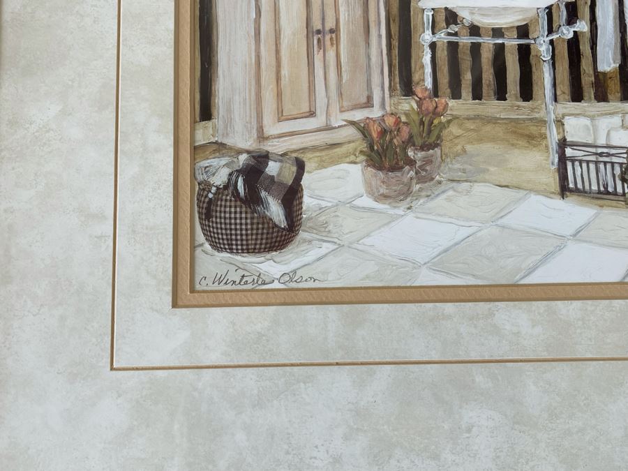 JUST ADDED - Pair Of Hand Signed Framed Prints By C. Winterle Olson 20 X 20  [Photo 8]