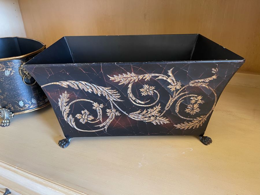 JUST ADDED - Pair Of Footed Metal Planters [Photo 5]