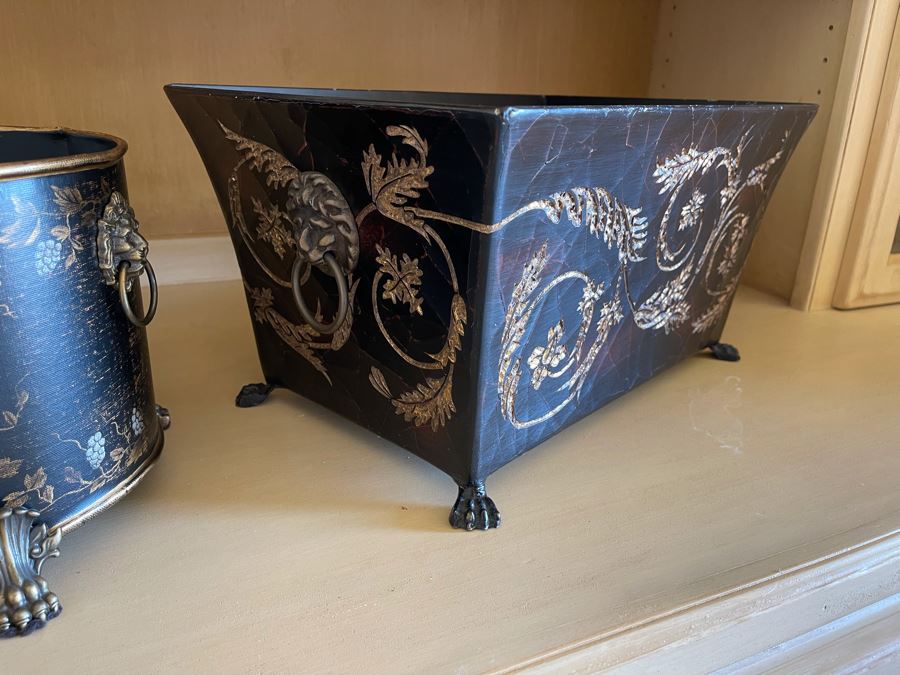 JUST ADDED - Pair Of Footed Metal Planters [Photo 4]