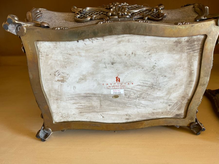 JUST ADDED - Heavy Ceramic And Metal Decorative Box By Castilian 15W X 10D X 11H [Photo 8]