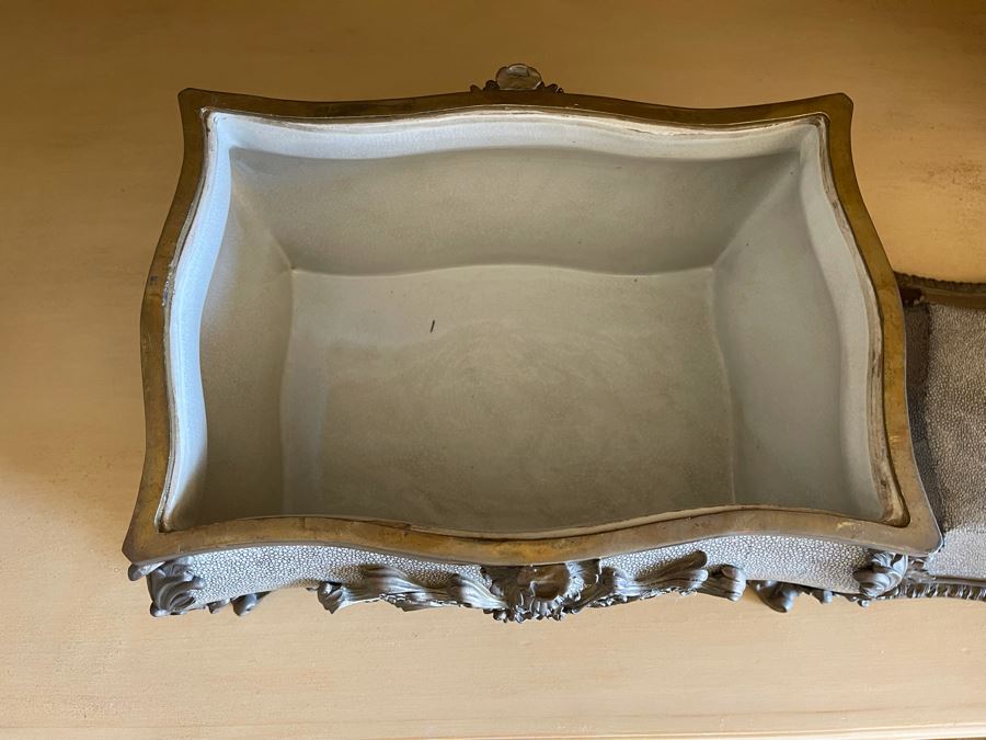 JUST ADDED - Heavy Ceramic And Metal Decorative Box By Castilian 15W X 10D X 11H [Photo 7]