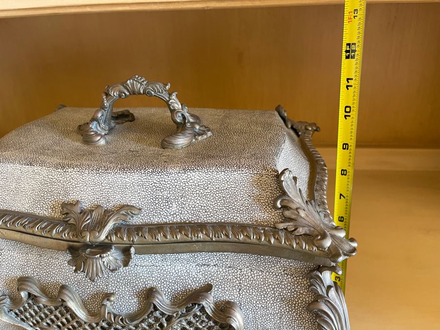 JUST ADDED - Heavy Ceramic And Metal Decorative Box By Castilian 15W X 10D X 11H [Photo 12]