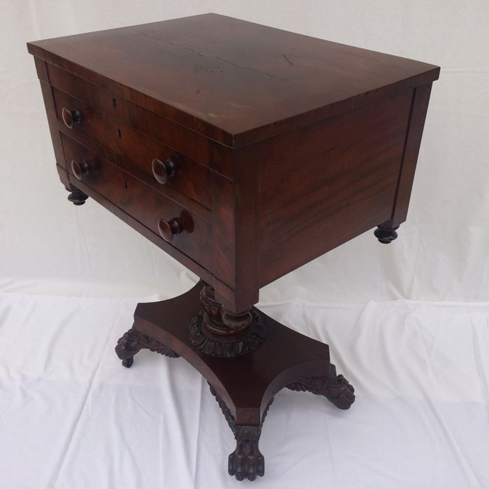 Empire Two Drawer Sewing Stand, Mahogany. [Photo 1]