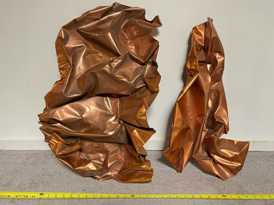 JUST ADDED - Pair Of Copper Sculptural Wall Decor Pieces - Told Were From Original Roof Of The Old Globe Theater In Balboa Park That Burned Down 18W X 7D X 26H [Photo 2]