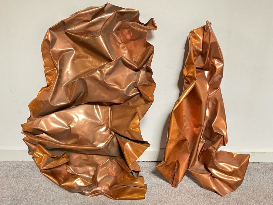 JUST ADDED - Pair Of Copper Sculptural Wall Decor Pieces - Told Were From Original Roof Of The Old Globe Theater In Balboa Park That Burned Down 18W X 7D X 26H [Photo 4]