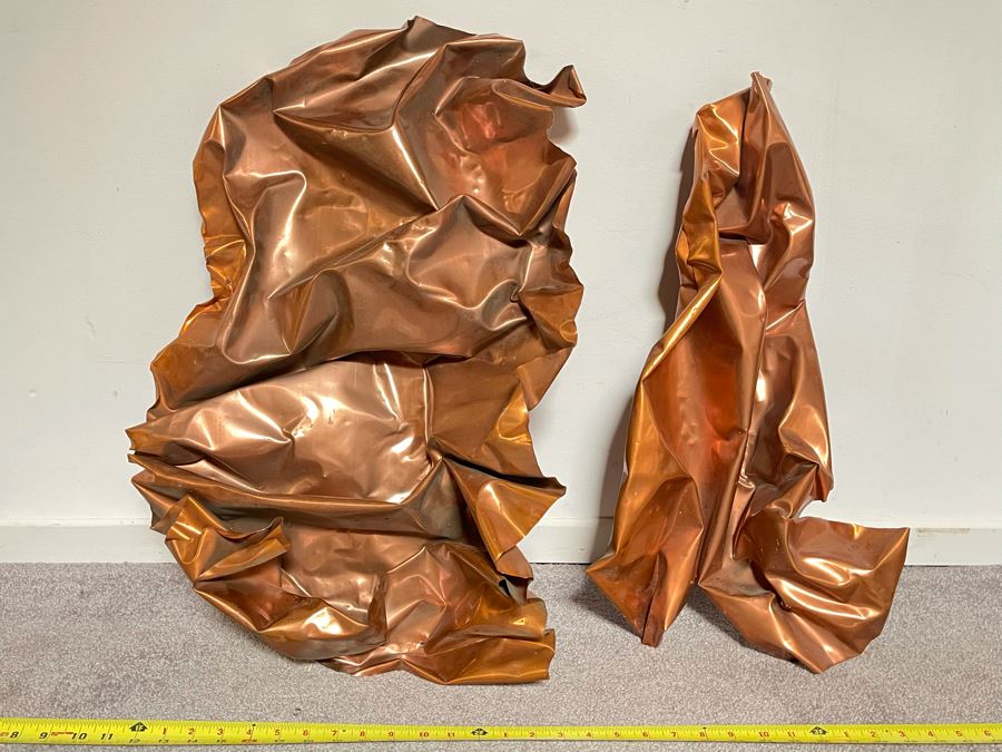 JUST ADDED - Pair Of Copper Sculptural Wall Decor Pieces - Told Were From Original Roof Of The Old Globe Theater In Balboa Park That Burned Down 18W X 7D X 26H [Photo 1]