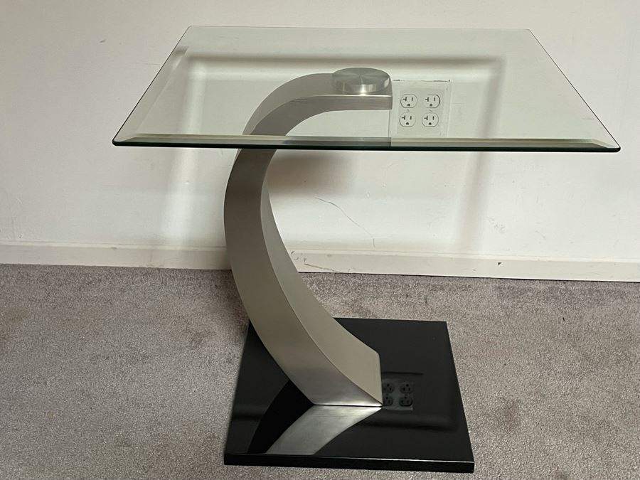 JUST ADDED Contemporary Metal And Glass Side Table 22W X 24D X 24H   43853 Z4mr 