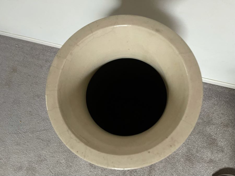 JUST ADDED - Large Signed Japanese Imperial Satsuma Vase With Peacock Design (Has Hole Drilled In Bottom) With Chinese Wooden Stand 28H X 11W [Photo 25]