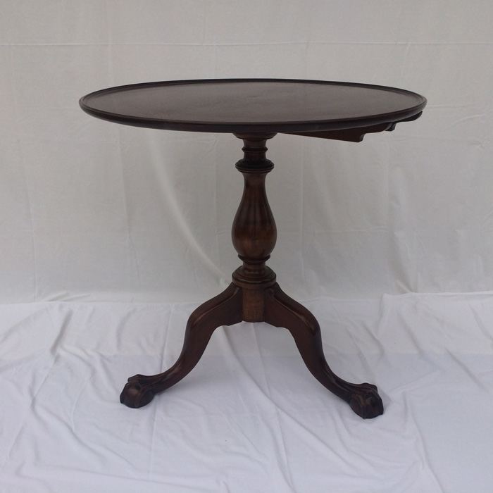 Vintage Tilt Top Chippendale Mahogany Table with Ball and Claw Feet [Photo 14]