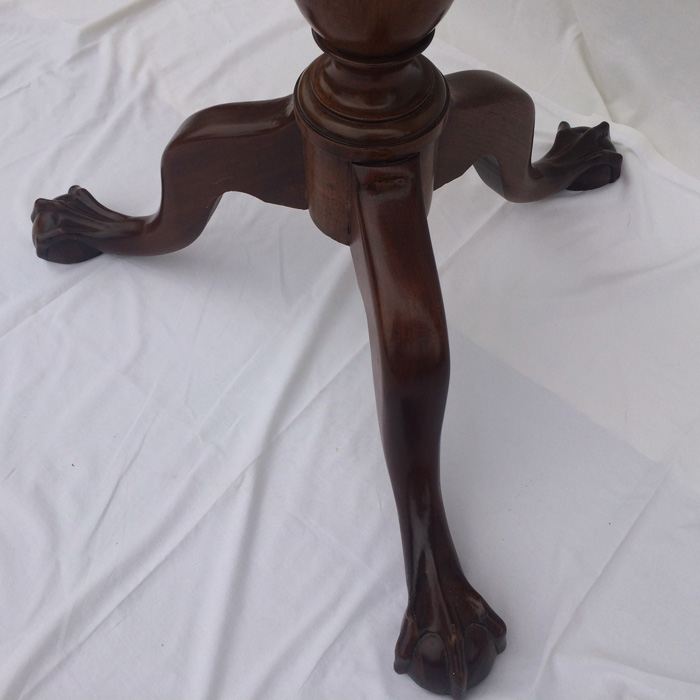 Vintage Tilt Top Chippendale Mahogany Table with Ball and Claw Feet [Photo 12]