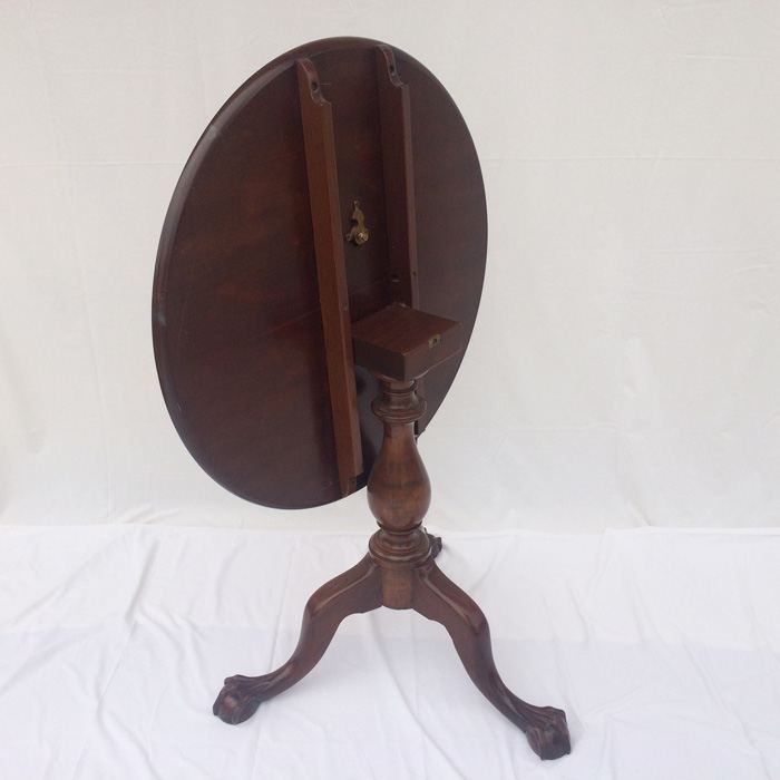Vintage Tilt Top Chippendale Mahogany Table with Ball and Claw Feet [Photo 1]
