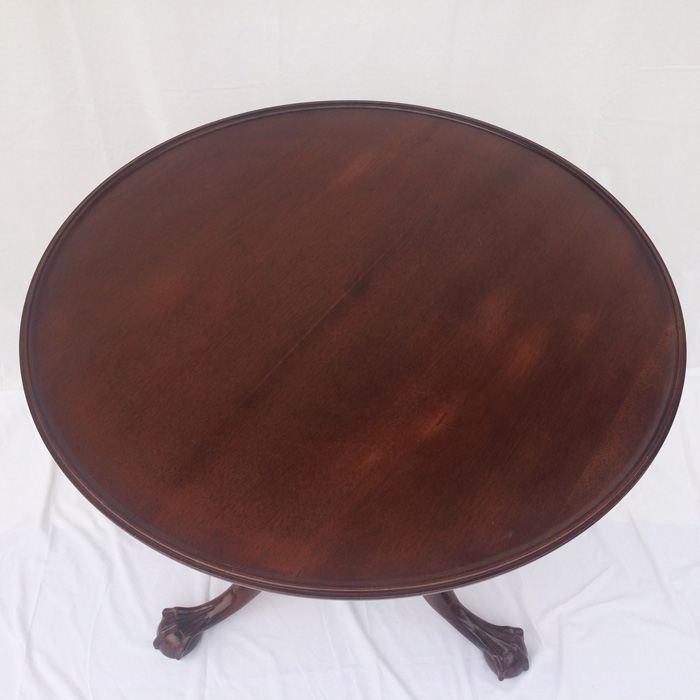 Vintage Tilt Top Chippendale Mahogany Table with Ball and Claw Feet [Photo 17]