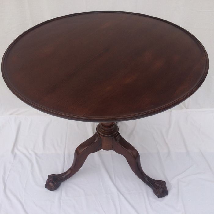 Vintage Tilt Top Chippendale Mahogany Table with Ball and Claw Feet [Photo 16]