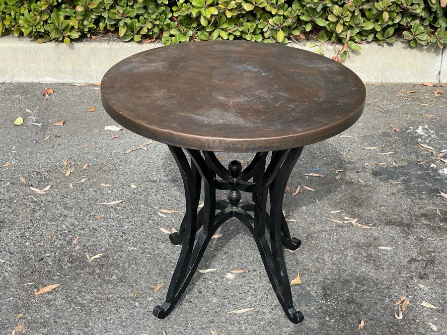 Heavy Cast Iron Base Table With 2’ Round Copper Top 22H [Photo 2]