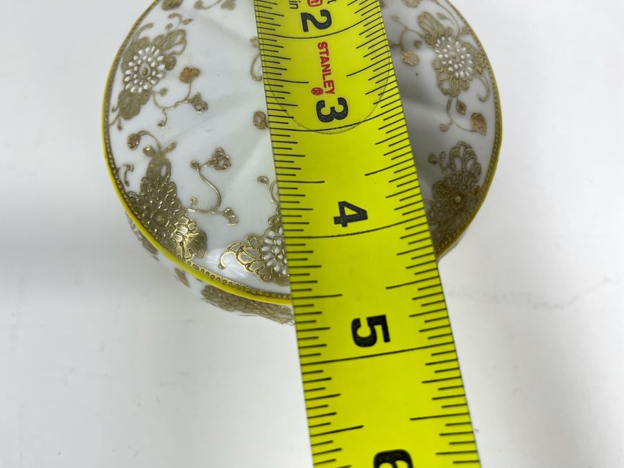 Nippon Japan Hand Painted Lidded Dresser Box 4.5R X 2.5H [Photo 7]