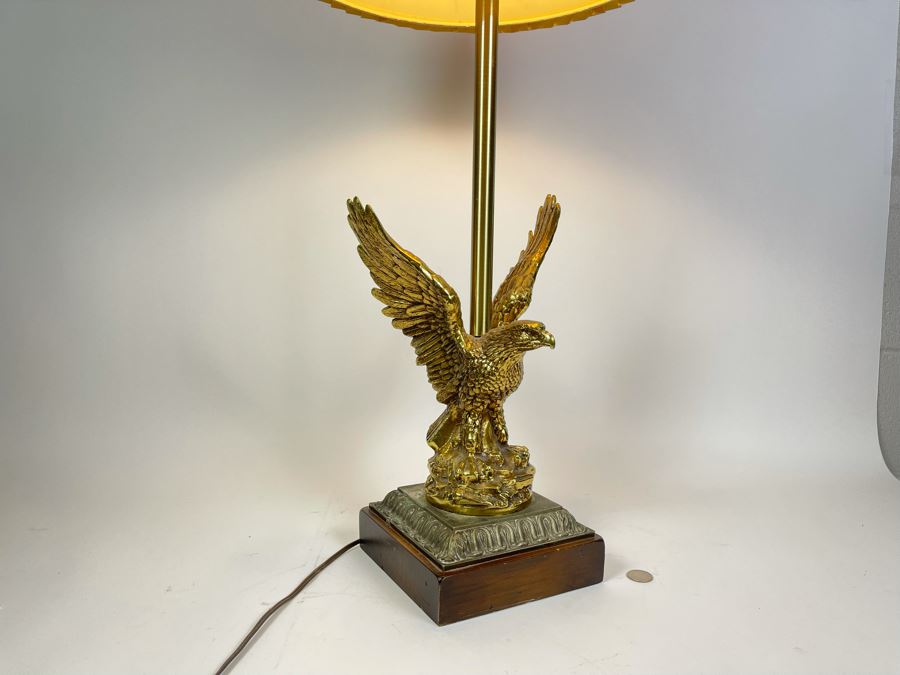 Vintage Brass Eagle Table Lamp 34H