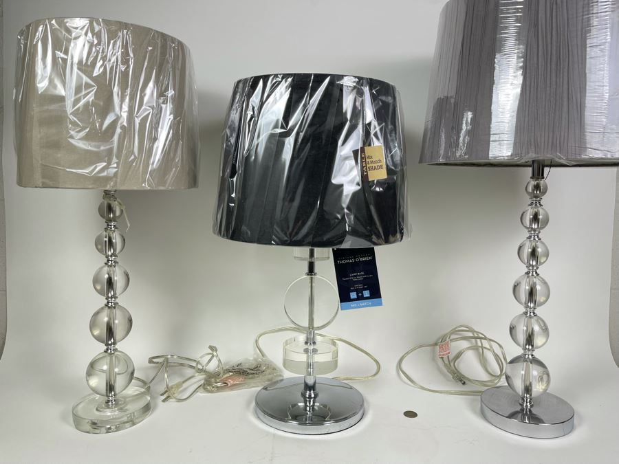 (3) Modern Table Lamps With Shades 22H-27H [Photo 3]