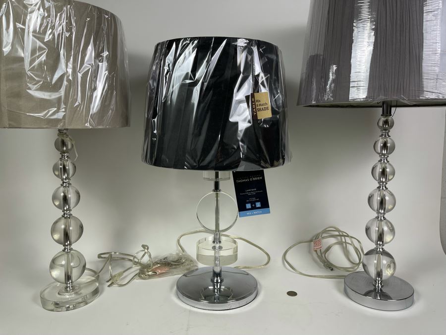 (3) Modern Table Lamps With Shades 22H-27H [Photo 2]