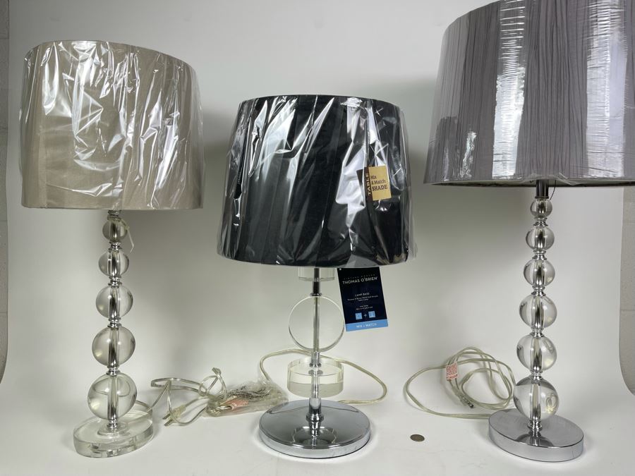 (3) Modern Table Lamps With Shades 22H-27H [Photo 4]