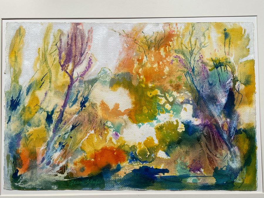Original Jean Klafs Abstract Watercolor Painting On Paper 23 X 15 [Photo 4]