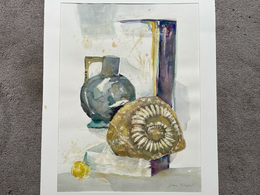 Original Jean Klafs Abstract Still Life Watercolor Painting On Paper 17 X 23 [Photo 2]