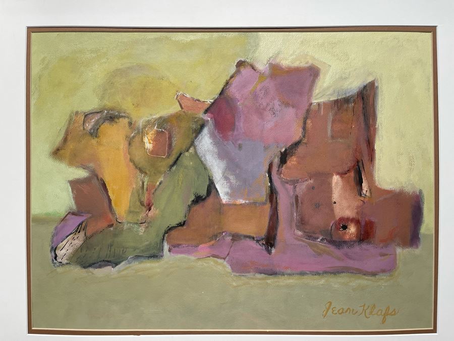 Original Jean Klafs Abstract Painting On Paper 23 X 17 [Photo 2]