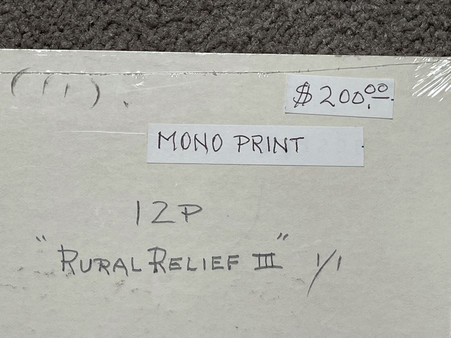 Original Jean Klafs Abstract Expressionist Monotype On Paper 1 Of 1 Titled 'Rural Relief III' 11 X 17 Retails $200 [Photo 8]