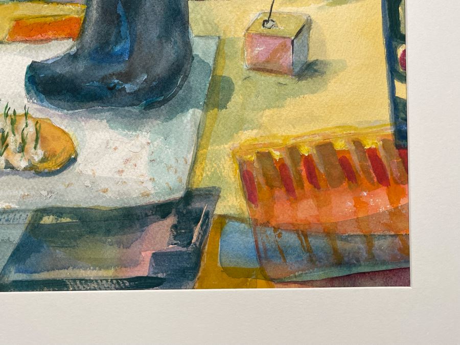 Original Jean Klafs Abstract Painting On Paper Titled 'Oaxaca Market' 23 X 18 [Photo 6]