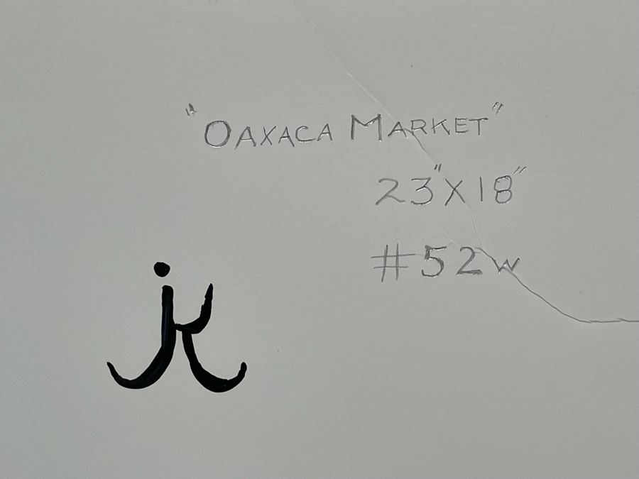 Original Jean Klafs Abstract Painting On Paper Titled 'Oaxaca Market' 23 X 18 [Photo 11]