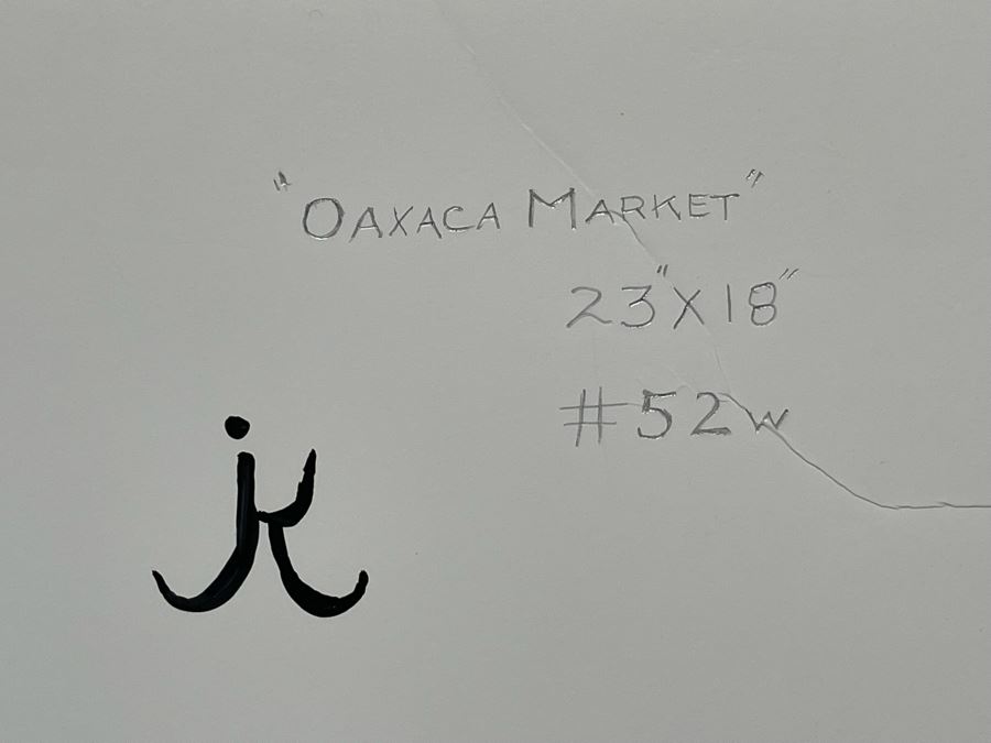 Original Jean Klafs Abstract Painting On Paper Titled 'Oaxaca Market' 23 X 18 [Photo 10]
