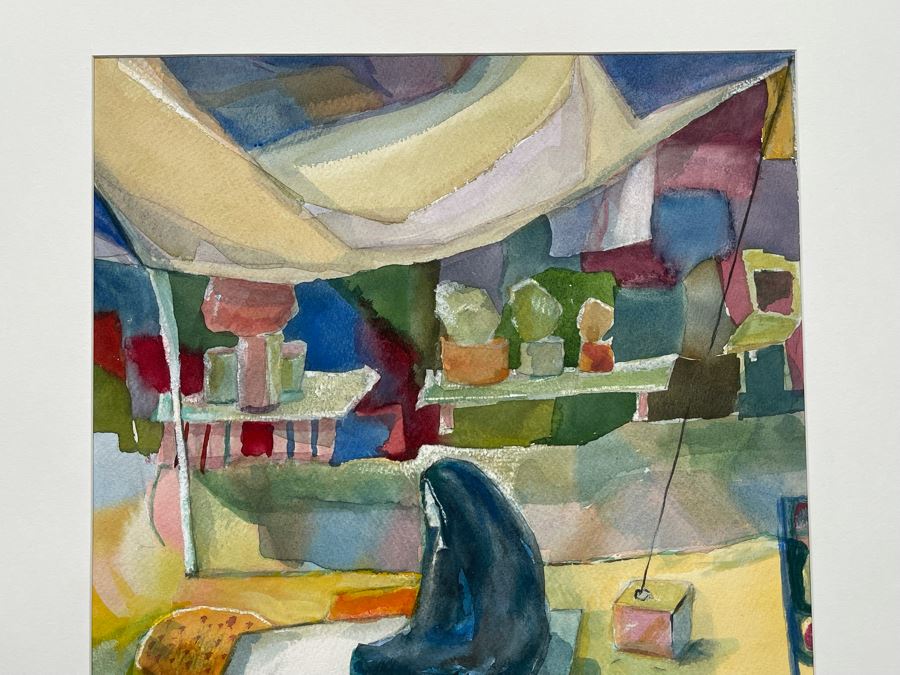 Original Jean Klafs Abstract Painting On Paper Titled 'Oaxaca Market' 23 X 18 [Photo 3]