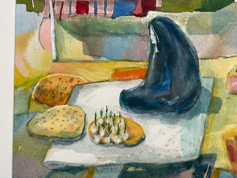 Original Jean Klafs Abstract Painting On Paper Titled 'Oaxaca Market' 23 X 18 [Photo 5]