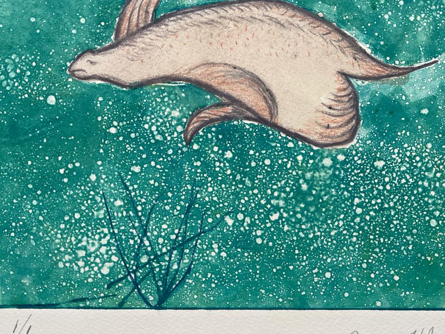 Original Jean Klafs Abstract Expressionist Monotype Of Seal On Paper 1 Of 1 12 X 9 [Photo 4]