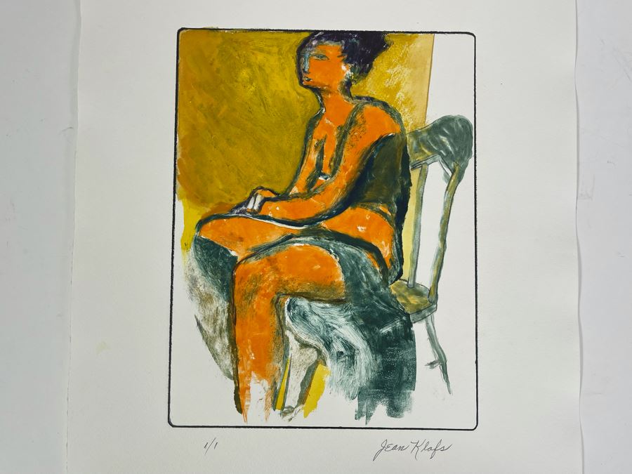 Original Jean Klafs Abstract Expressionist Monotype 1 Of 1 Of Woman On Paper 9 X 12 [Photo 2]