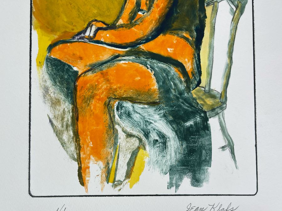 Original Jean Klafs Abstract Expressionist Monotype 1 Of 1 Of Woman On Paper 9 X 12 [Photo 4]