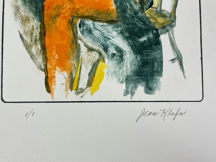 Original Jean Klafs Abstract Expressionist Monotype 1 Of 1 Of Woman On Paper 9 X 12 [Photo 5]
