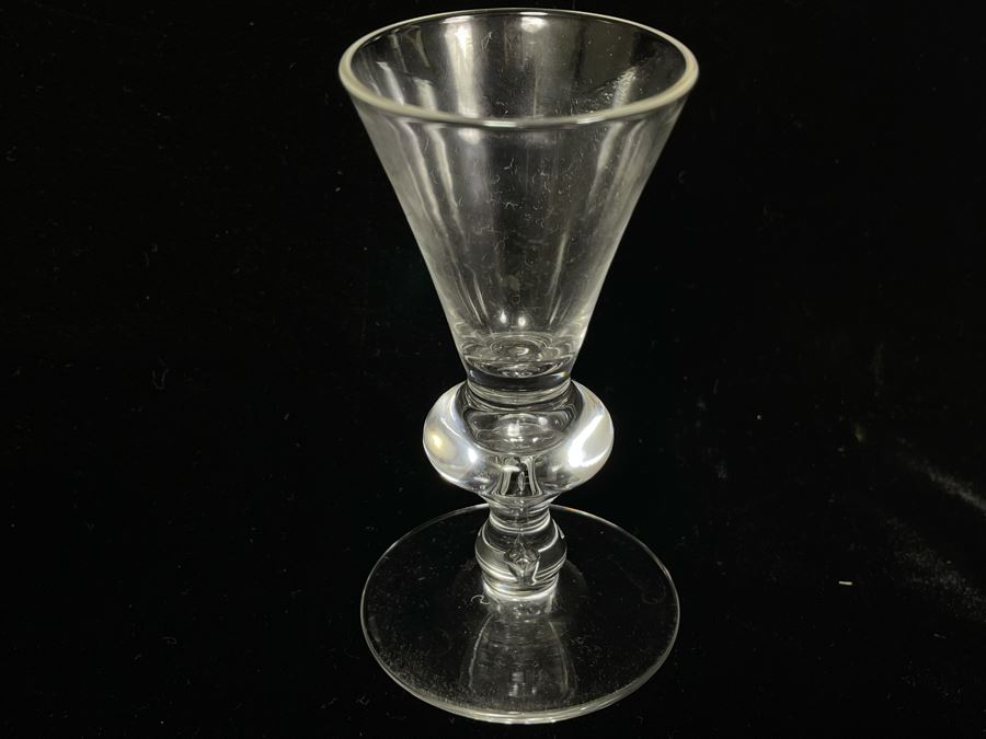 (12) Signed Steuben Clear Glass Stemware Bubble 4' Glasses With Original Boxes From Marshall Field & Company Steuben Glass Room [Photo 7]