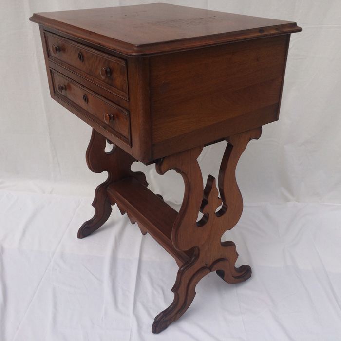 Antique Sewing Harp Table, Two Drawers, Mahogany [Photo 14]