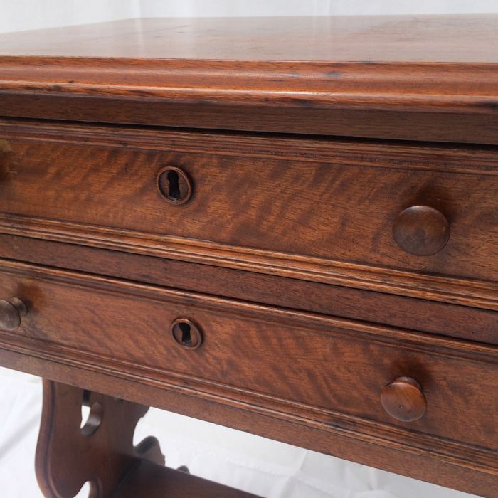 Antique Sewing Harp Table, Two Drawers, Mahogany [Photo 3]