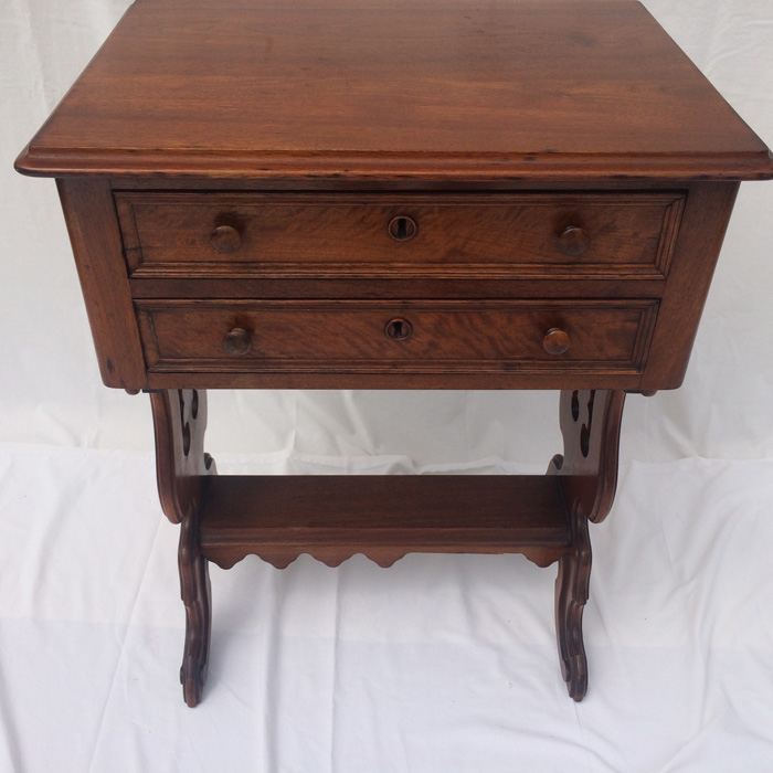 Antique Sewing Harp Table, Two Drawers, Mahogany [Photo 24]
