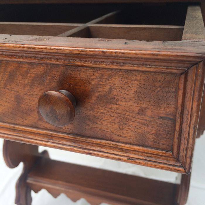 Antique Sewing Harp Table, Two Drawers, Mahogany