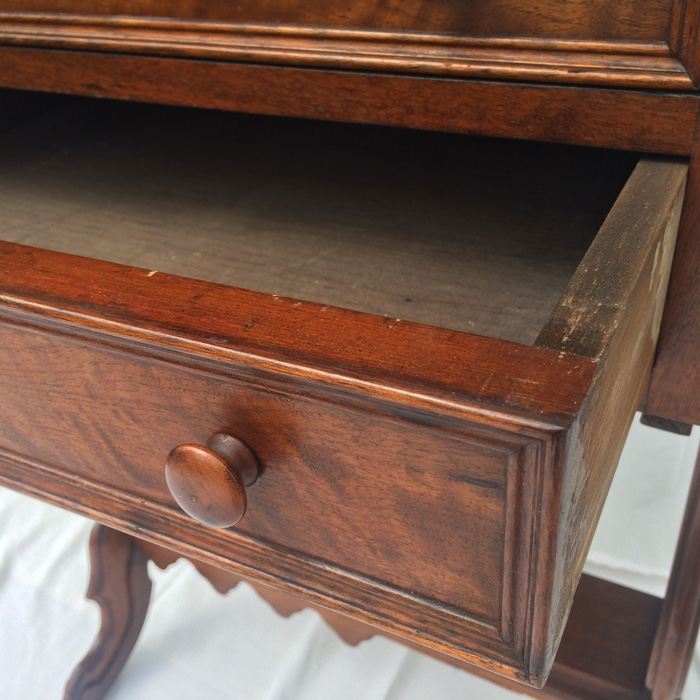 Antique Sewing Harp Table, Two Drawers, Mahogany [Photo 9]