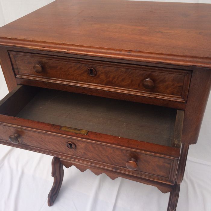 Antique Sewing Harp Table, Two Drawers, Mahogany [Photo 10]