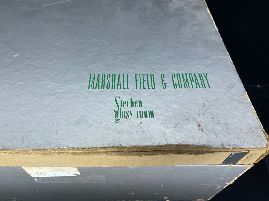 (6) Signed Steuben Clear Glass Stemware Bubble 5-3/4' Glasses With Original Boxes From Marshall Field & Company Steuben Glass Room [Photo 11]