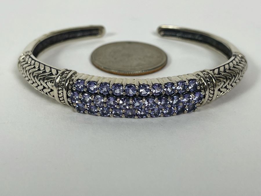 Sterling Silver Tanzanite Bangle 2.5W 21.3g FMV $100 Retails $300 [Photo 2]