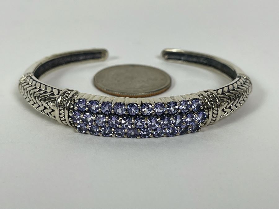 Sterling Silver Tanzanite Bangle 2.5W 21.3g FMV $100 Retails $300 [Photo 3]