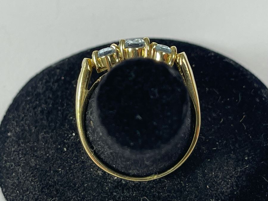 14K Gold Aquamarine Diamond Ring Size 7.5 3.3g FMV $250 Retails $750 [Photo 9]